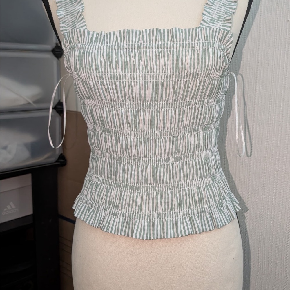 LG Green and White Striped Tank Top